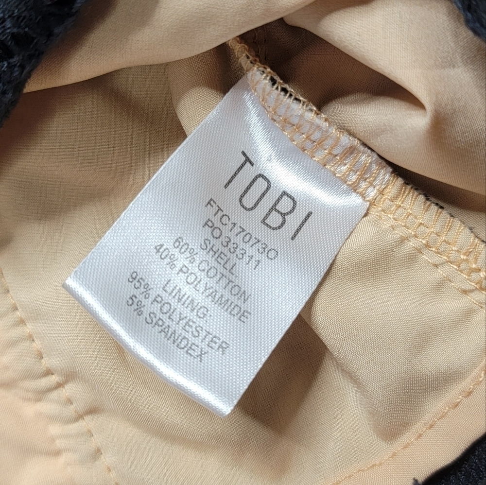 Tobi Black‎ Lace Corset Lace Up Back Short Sleeve Nude Underlay Blouse Size XS - Picture 11 of 11